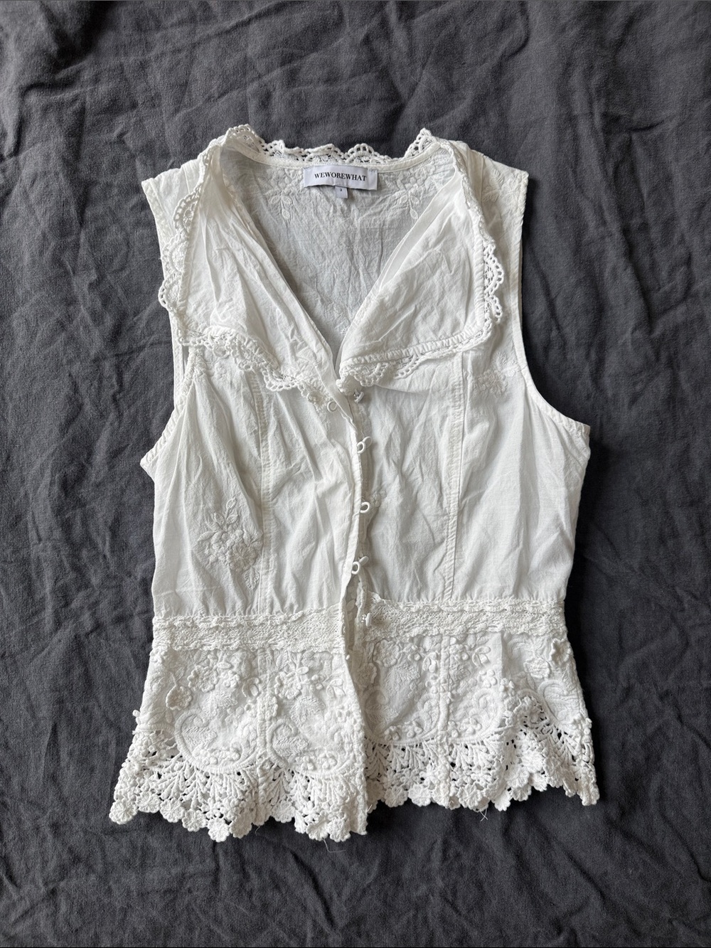 WeWoreWhat White Lace-Trim Crochet Camisole Top